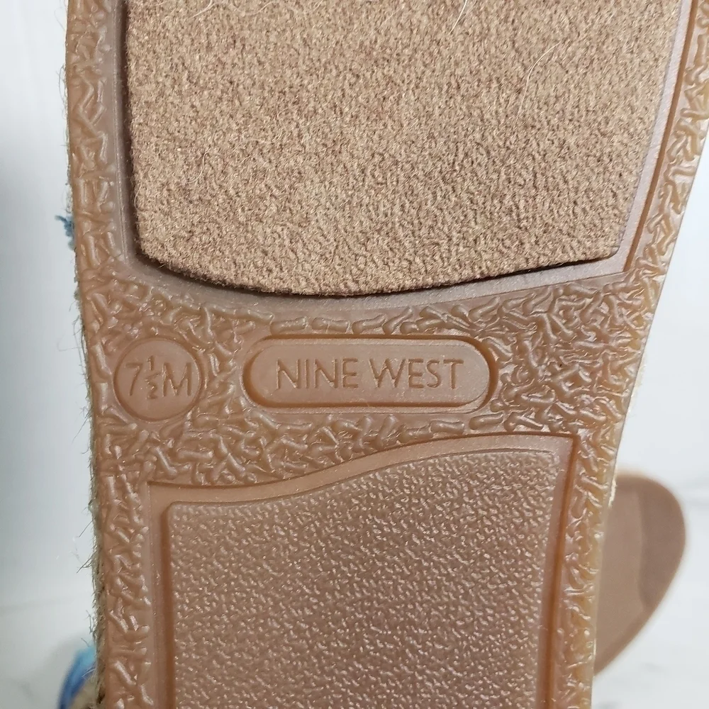 Nine West Maybe Medium Blue Fabric Espadrille Flats Sz 7.5M